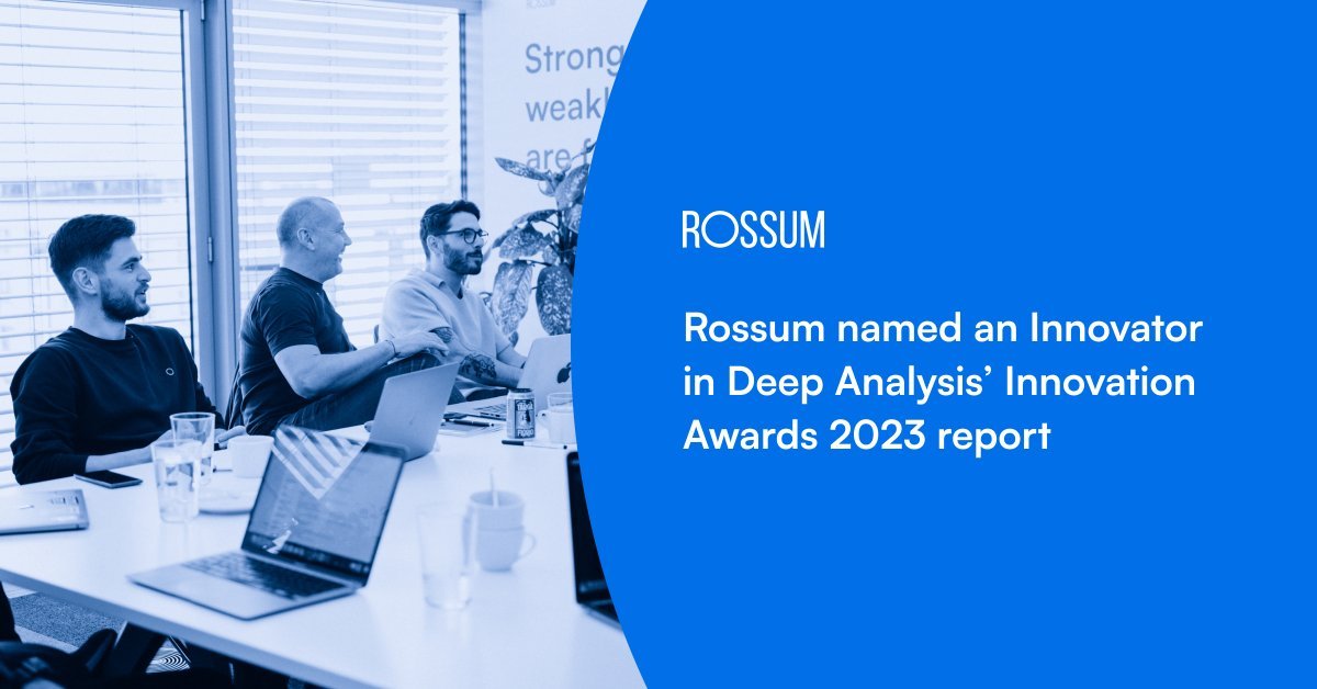 Rossum has been recognized as a top innovator in the 4th edition of the Deep Analysis Innovation Awards 2023, signifying the company's dedication to pushing the boundaries of problem-solving and ingenuity.