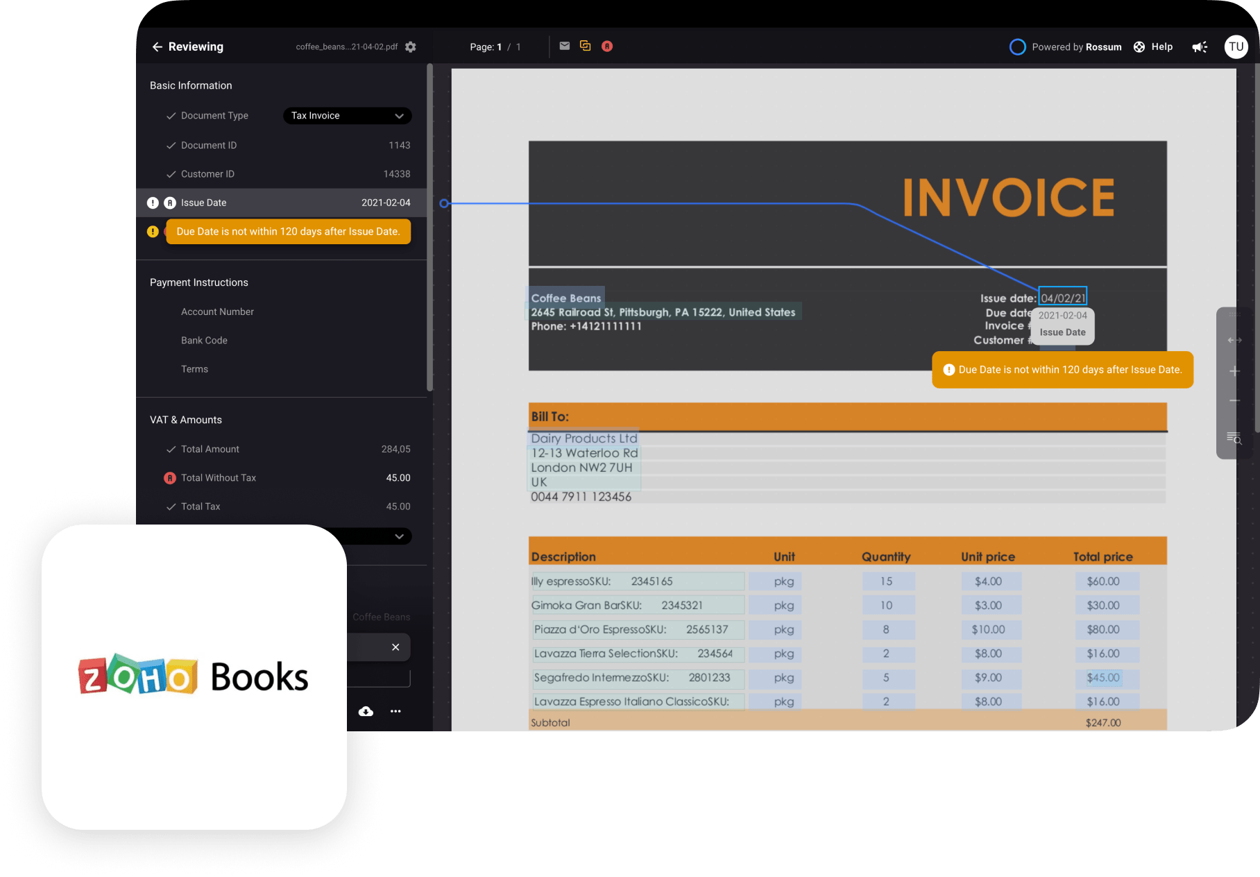 zoho books integration