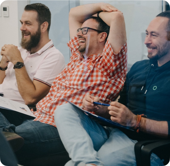 meeting room laugh